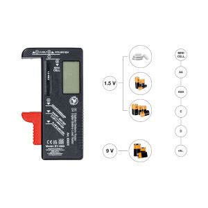 BGS Diy 63503 Digitaler Batterie-Tester | 1,5 V / 9 V
