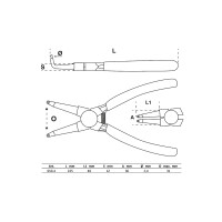BGS 650-4 Sprengringzange | abgewinkelt | für Innensprengringe | 225 mm