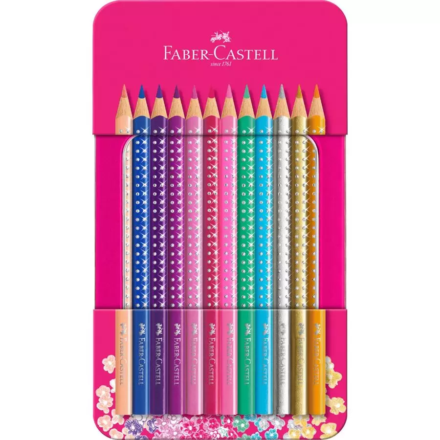 Bild der Faber-Castell 201737 Sparkle Buntstifte Metalletui mit 12 Sparkle Buntstiften