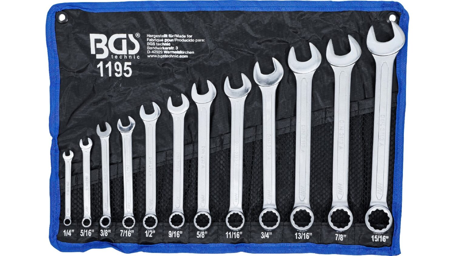 BGS 1195 Maul-Ringschlüssel-Satz | Zollgrößen | SW 1/4" - 15/16" | 12-tlg.