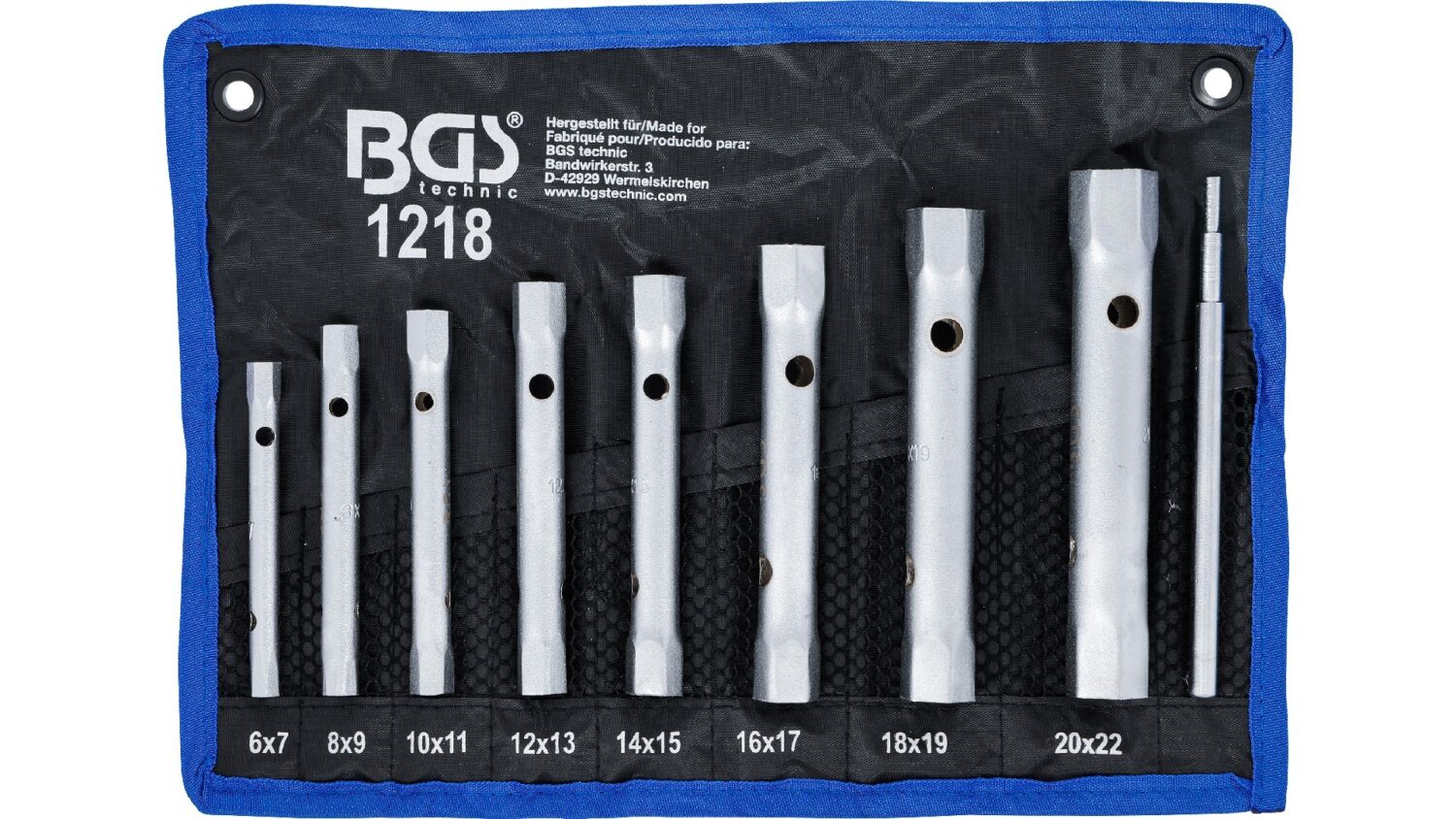 BGS 1218 Rohrsteckschlüssel-Satz | SW 6 x 7 - 20 x 22 mm | 9-tlg.