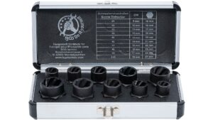 BGS 20210 Spiral-Profil-Steckschlüssel-Satz / Schraubenausdreher | Antrieb Innensechskant 10 mm (3/8") / Außensechskant | SW 9 - 19 mm | 10-tlg.