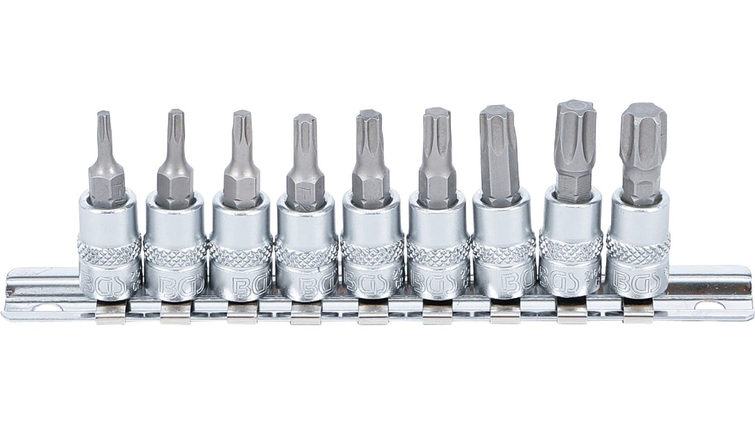 BGS 2164 Bit-Einsatz-Satz | Antrieb Innenvierkant 6,3 mm (1/4") | T-Profil (für Torx) T10 - T50 | 9-tlg.