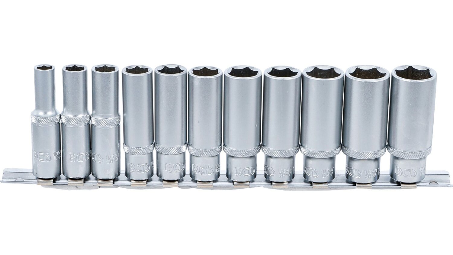 BGS 2222 Steckschlüssel-Einsatz-Satz Sechskant, tief | Antrieb Innenvierkant 10 mm (3/8") | SW 8 - 19 mm | 11-tlg.