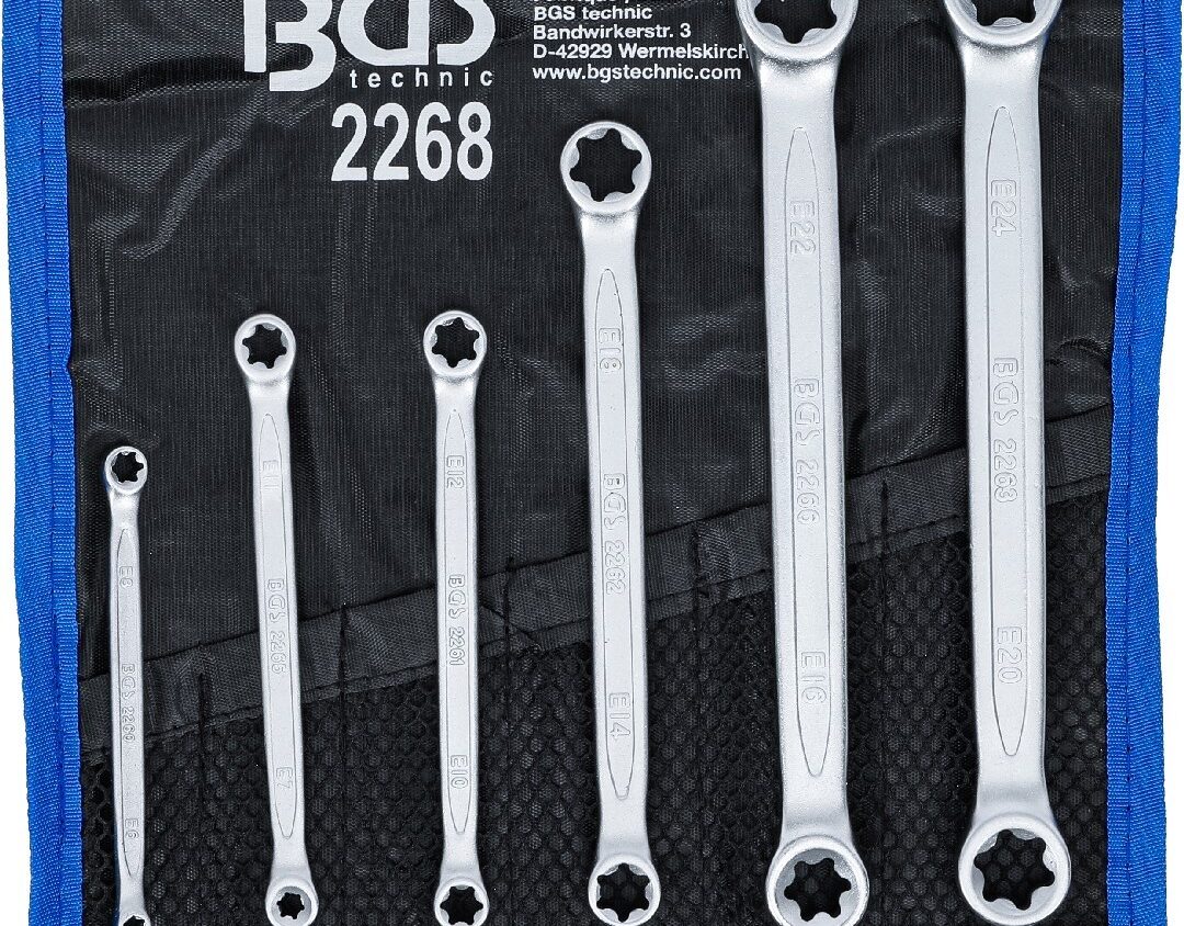 BGS 2268 Doppel-Ringschlüssel-Satz mit E-Profil-Ringköpfen | SW E6 x E8 - E20 x E24 | 6-tlg.