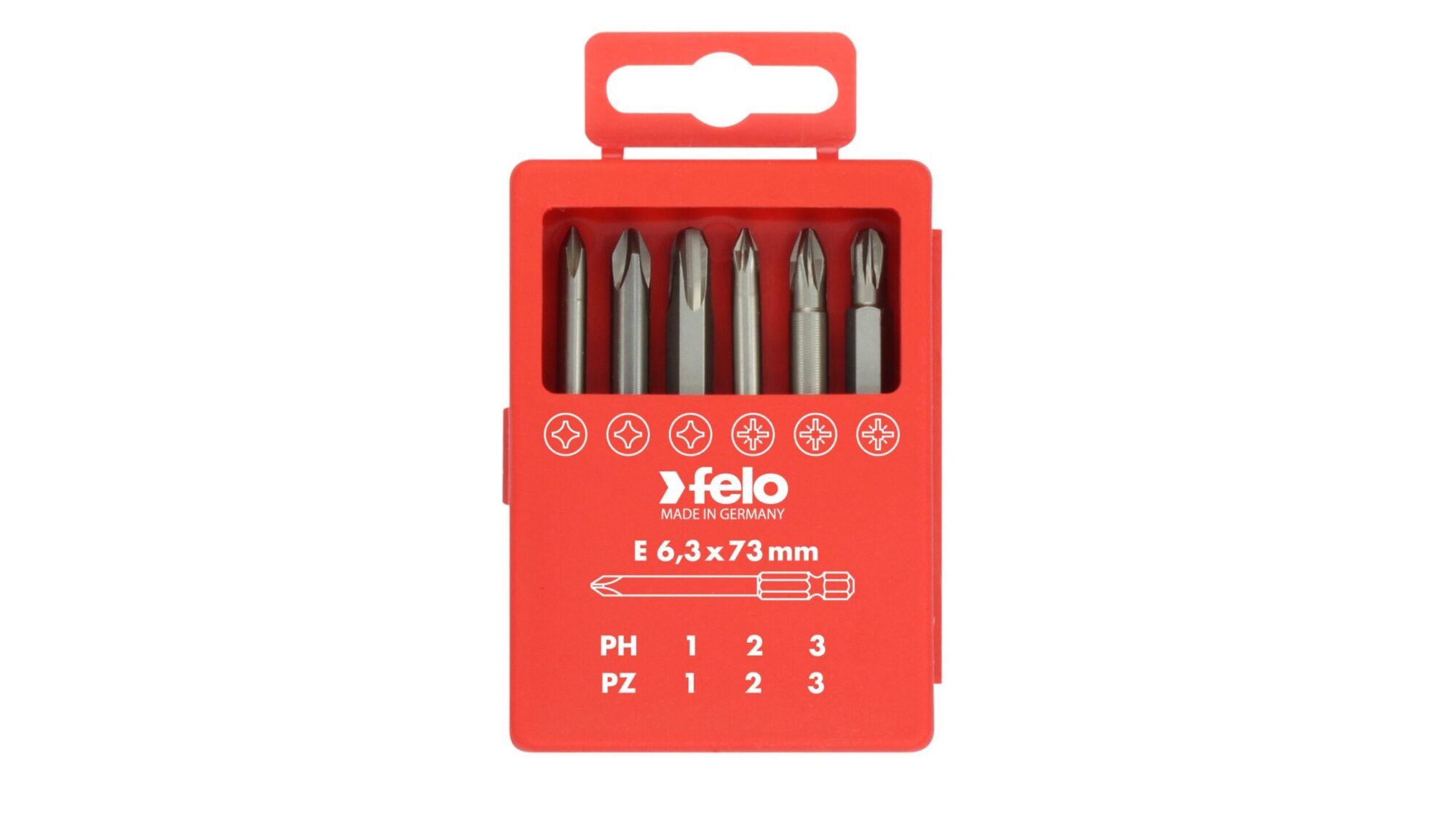 Felo Bit-Box Profi E 6,3 x 73 mm 6-tlg. PZ/PH
