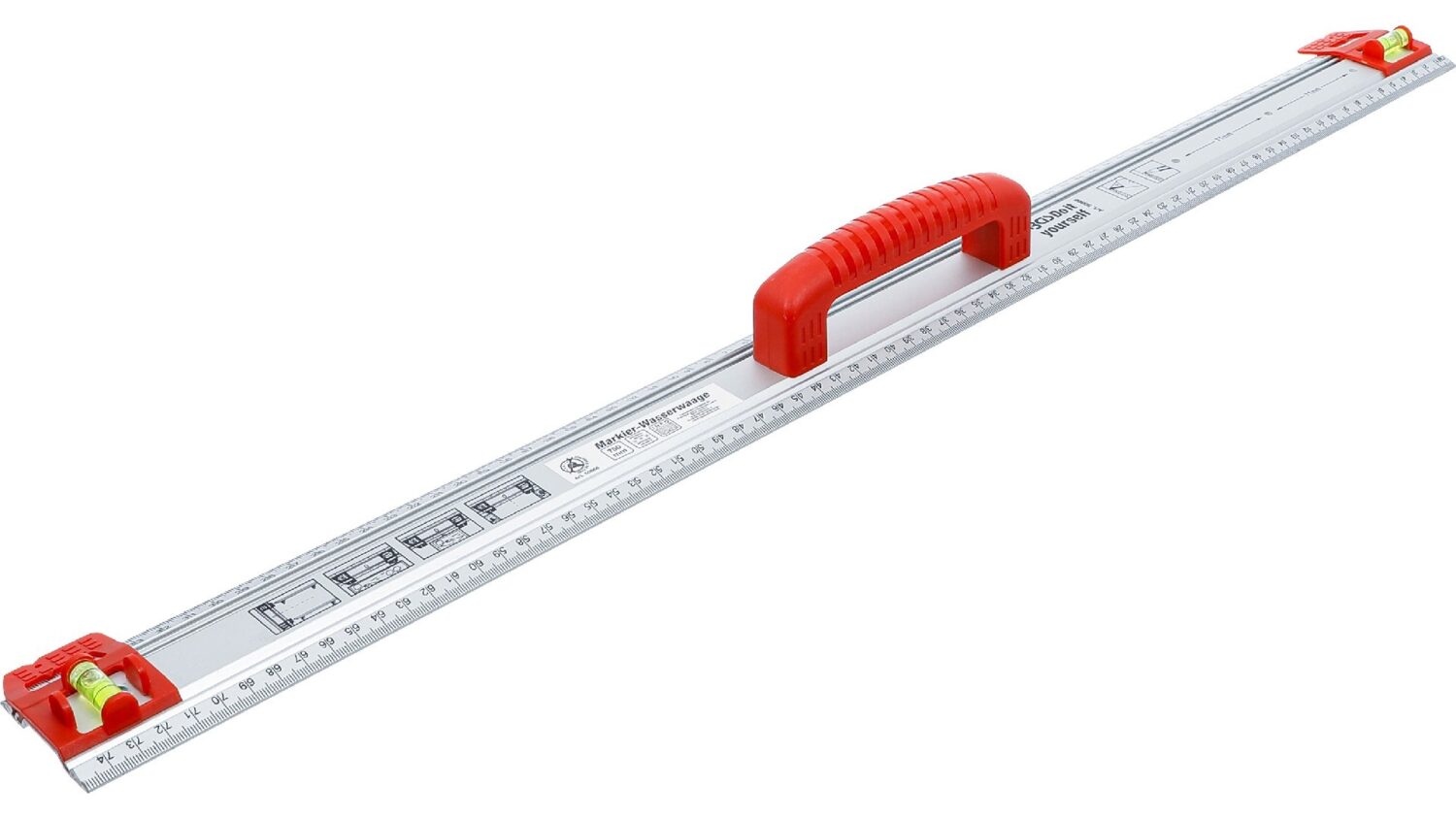 BGS 50866 Schneid- und Markierlineal | mit Griff und Wasserwaage | 750 mm