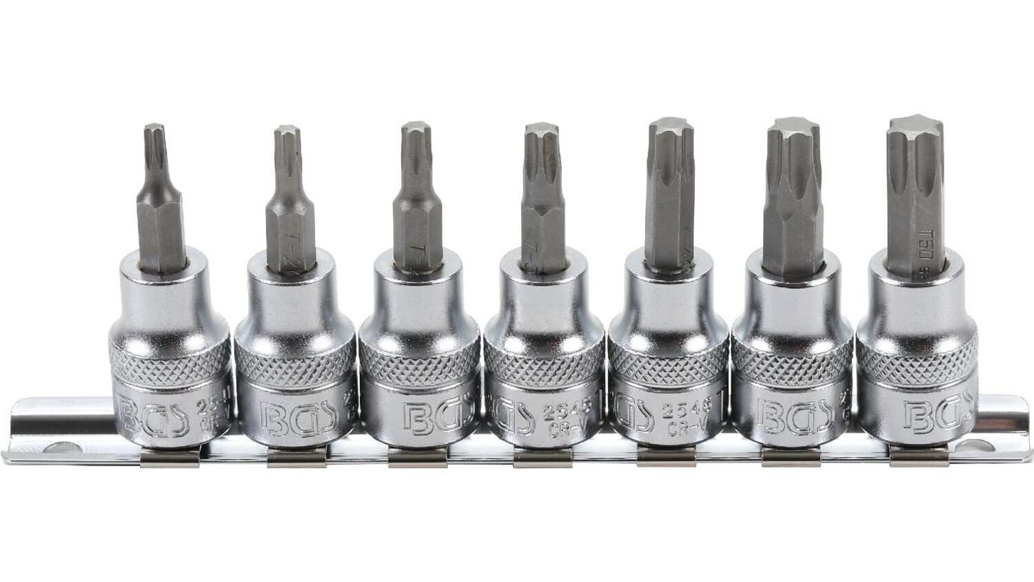 BGS 5108 Bit-Einsatz-Satz | Antrieb Innenvierkant 10 mm (3/8") | T-Profil (für Torx) T15 - T50 | 7-tlg.