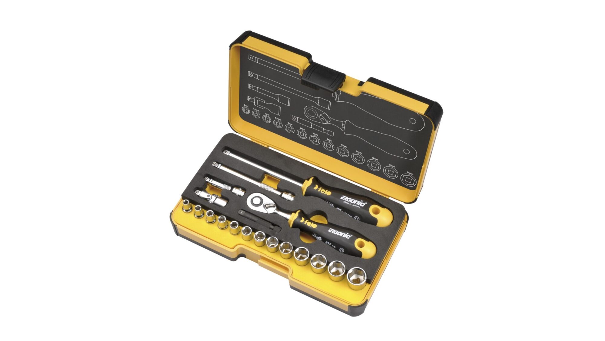 Felo XL-Strongbox Werkzeugsatz "R-GO 19" 1/4" 19-tlg. SW/MS