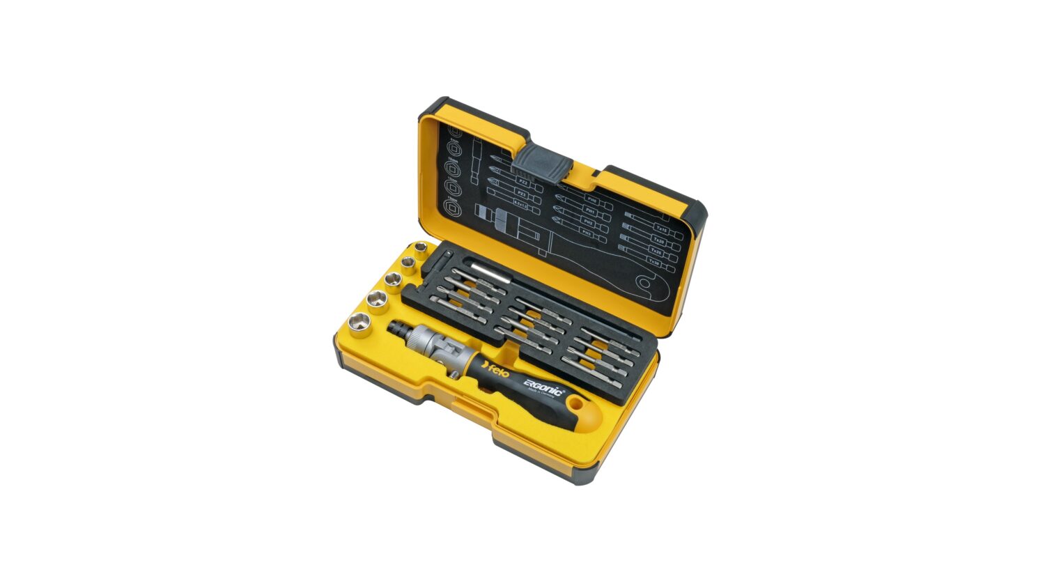 Felo "Ergonic K" - Werkzeugsatz in XL-Strongbox, 20-tlg. SL/PH/PZ/TORX®/ND