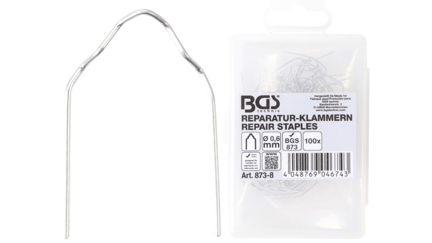 BGS 873-8 Reparatur-Klammern | V-Form | Ø 0,6 mm | 100-tlg.