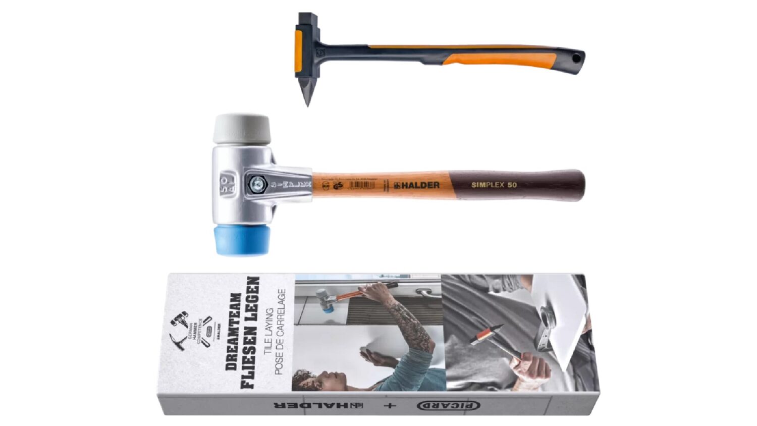 Aktionsbox SIMPLEX-Schonhammer, TPE-soft / TPE-mid und PICARD Fliesenlegerhammer | 3113s002