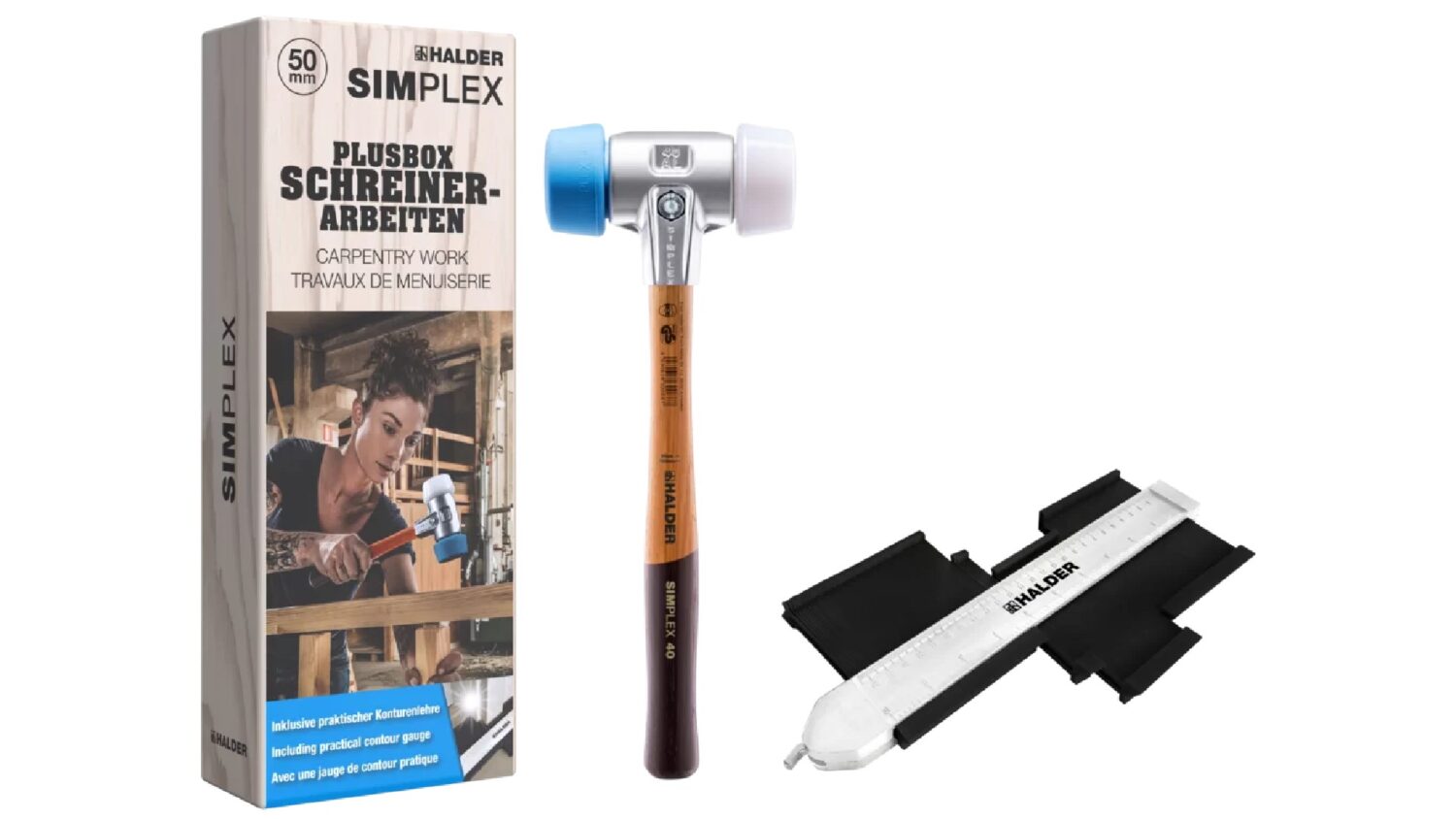 Aktionsbox, SIMPLEX-Schonhammer, TPE-soft / Superplastik plus Konturenlehre | 3117s004