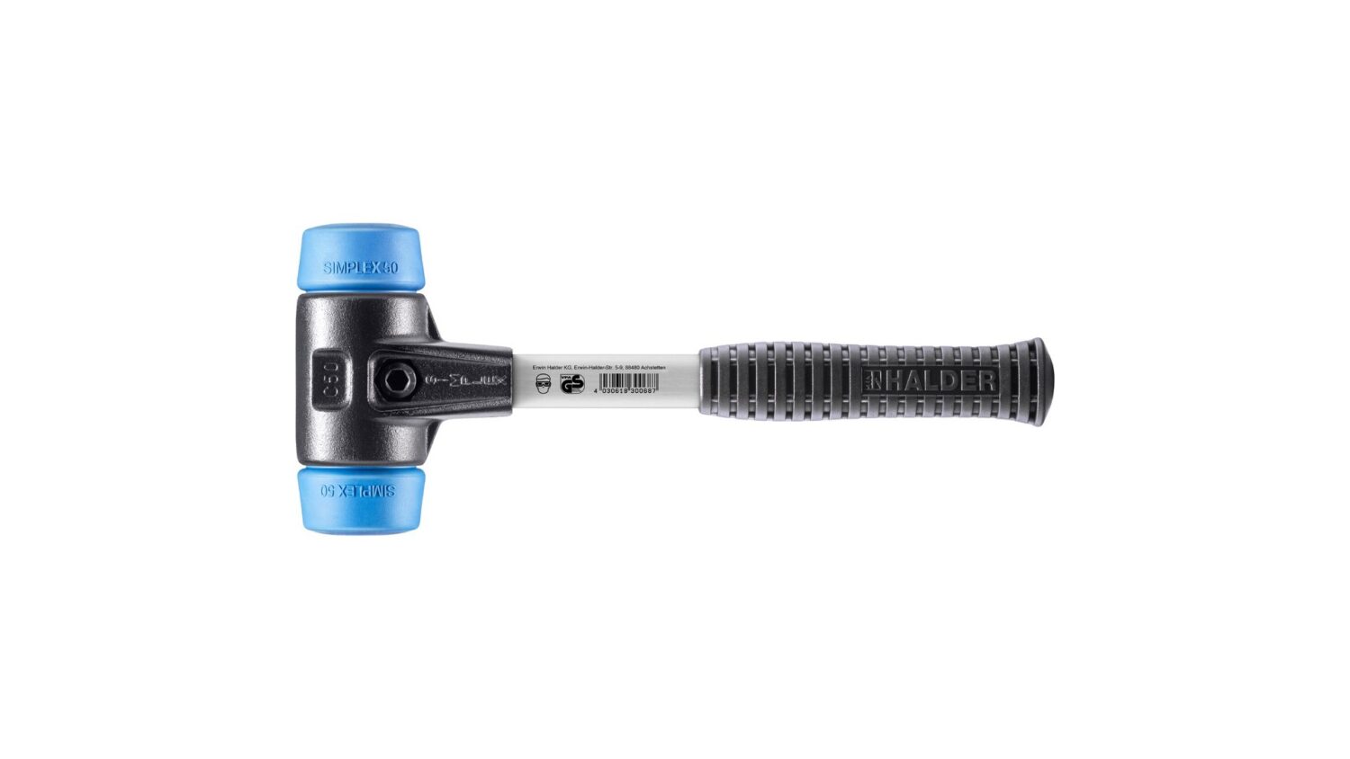 SIMPLEX-Schonhammer TPE-soft; mit verstärktem Tempergussgehäuse und Fiberglasstiel | D=50 mm | 3701.050