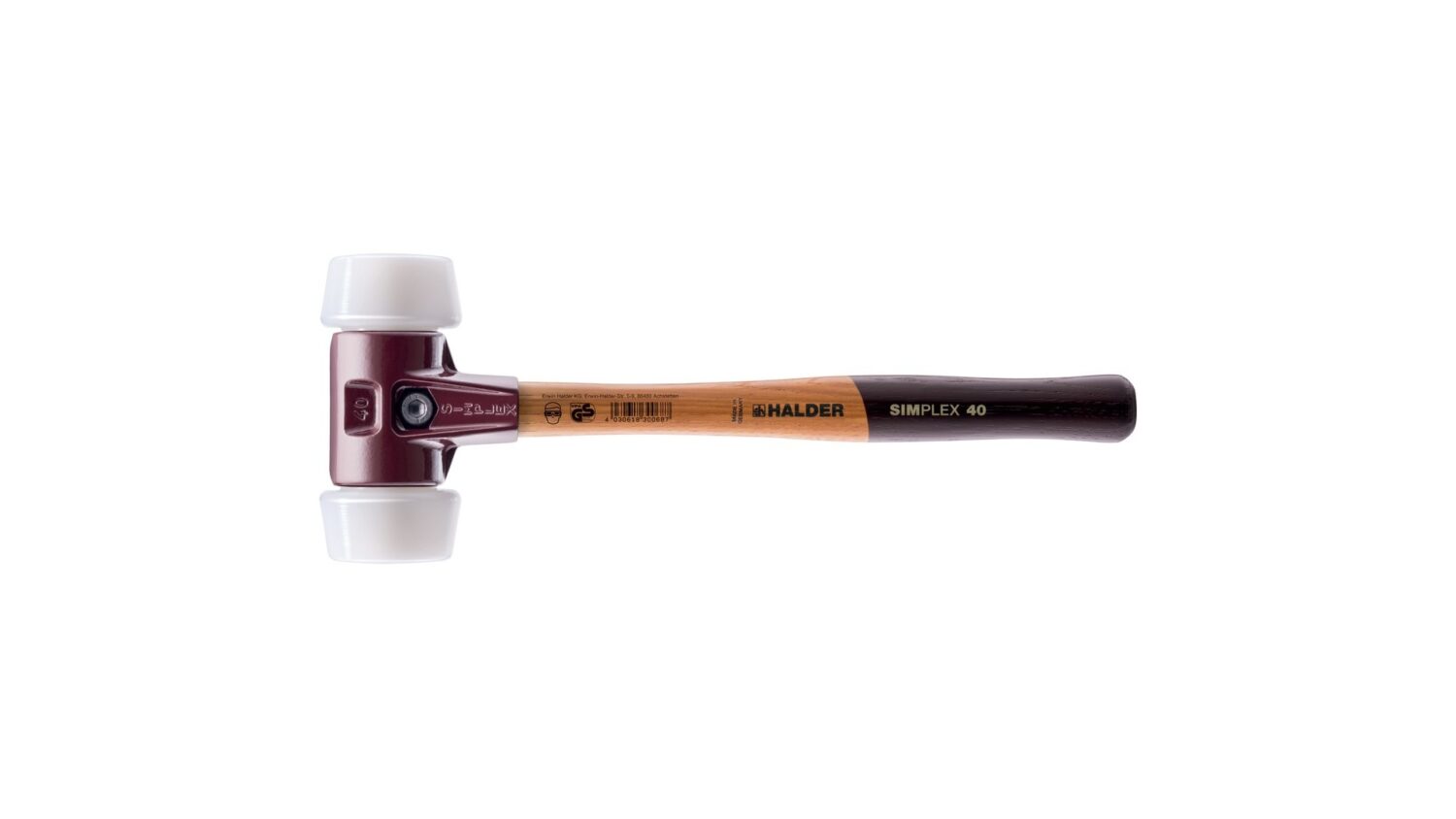 SIMPLEX-Schonhammer, 50:40, Superplastik; mit Tempergussgehäuse und hochwertigem Holzstiel | D=50 mm | 3007.051