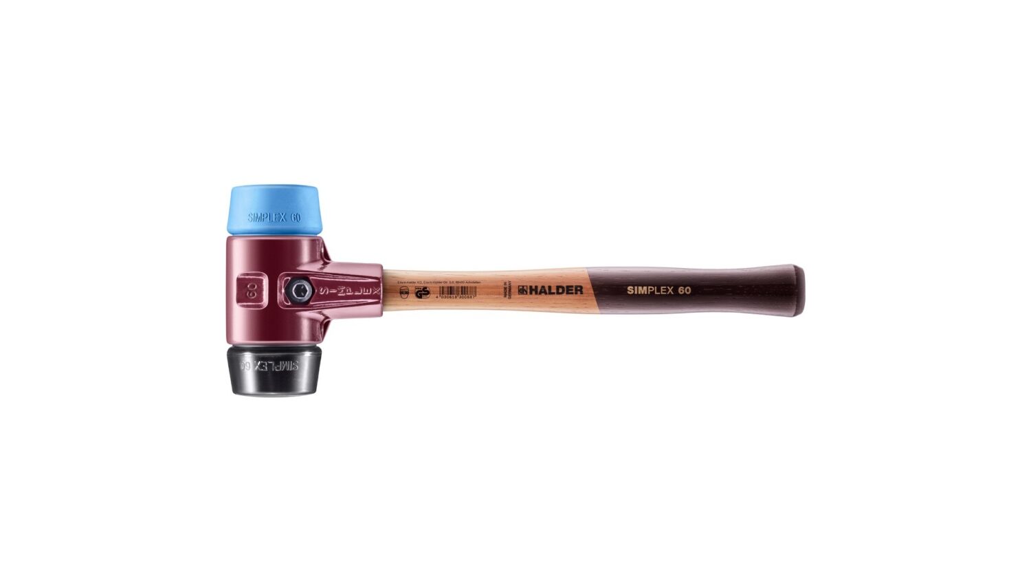SIMPLEX-Schonhammer, TPE-soft / Gummikomposition; mit Tempergussgehäuse und hochwertigem Holzstiel | D=60 mm | 3012.060