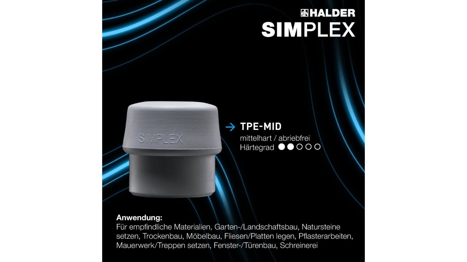 SIMPLEX-Schonhammer, TPE-mid / Nylon; mit verstärktem Tempergussgehäuse und Fiberglasstiel | D=50 mm | 3738.050 – Bild 8