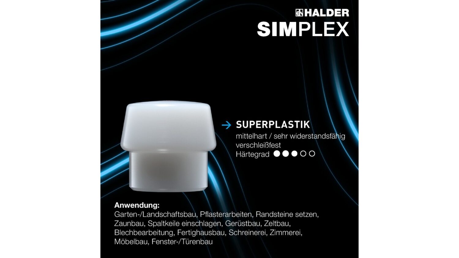 SIMPLEX-Schonhammer, Gummikomposition / Superplastik; mit Tempergussgehäuse und hochwertigem extra kurzen Holzstiel | D=80 mm / Stielausführung=extra kurz | 3027.082 – Bild 7