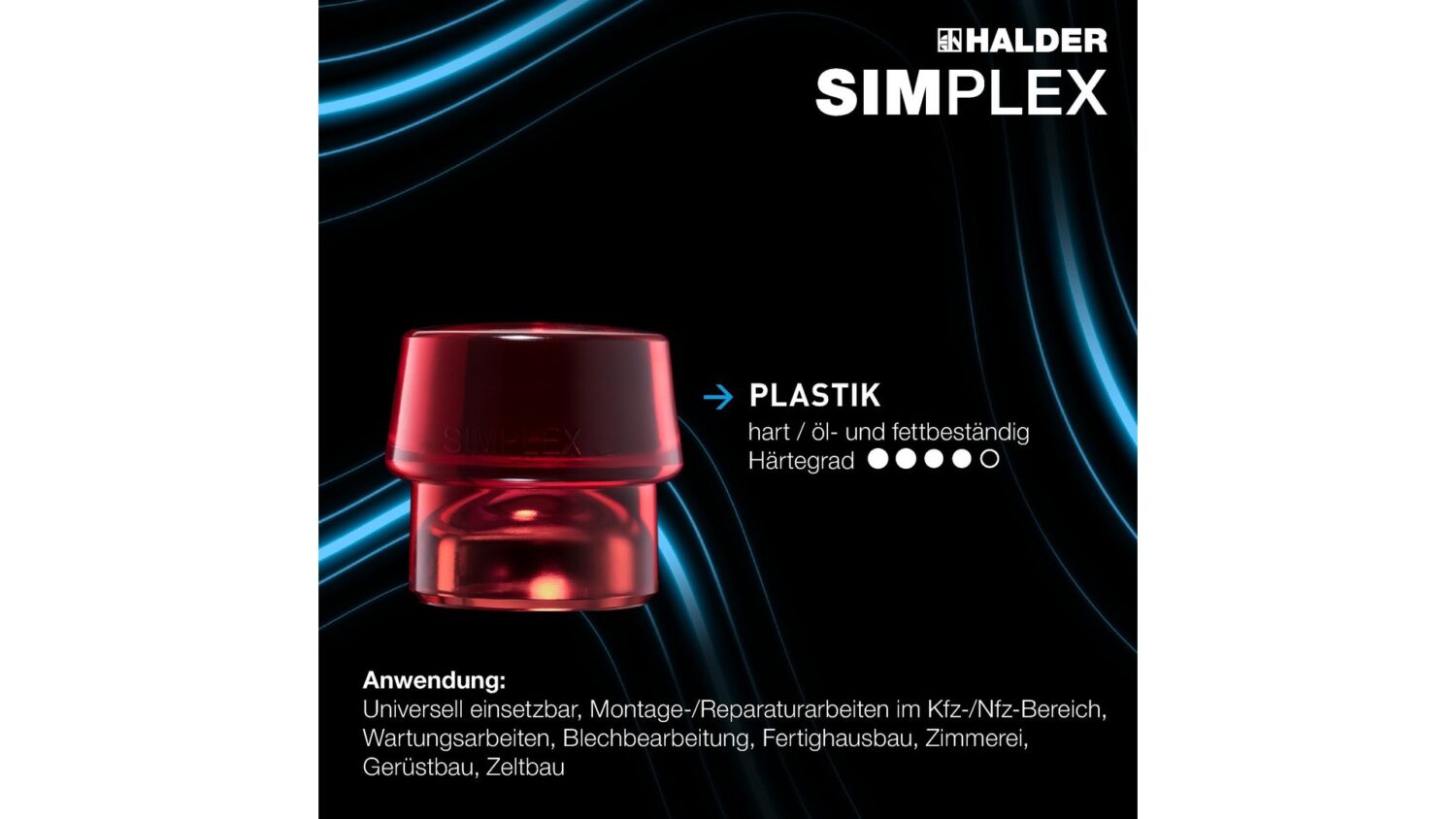 SIMPLEX-Schonhammer TPE-mid / Plastik; mit Tempergussgehäuse und hochwertigem Holzstiel | D=40 mm | 3036.040 – Bild 7
