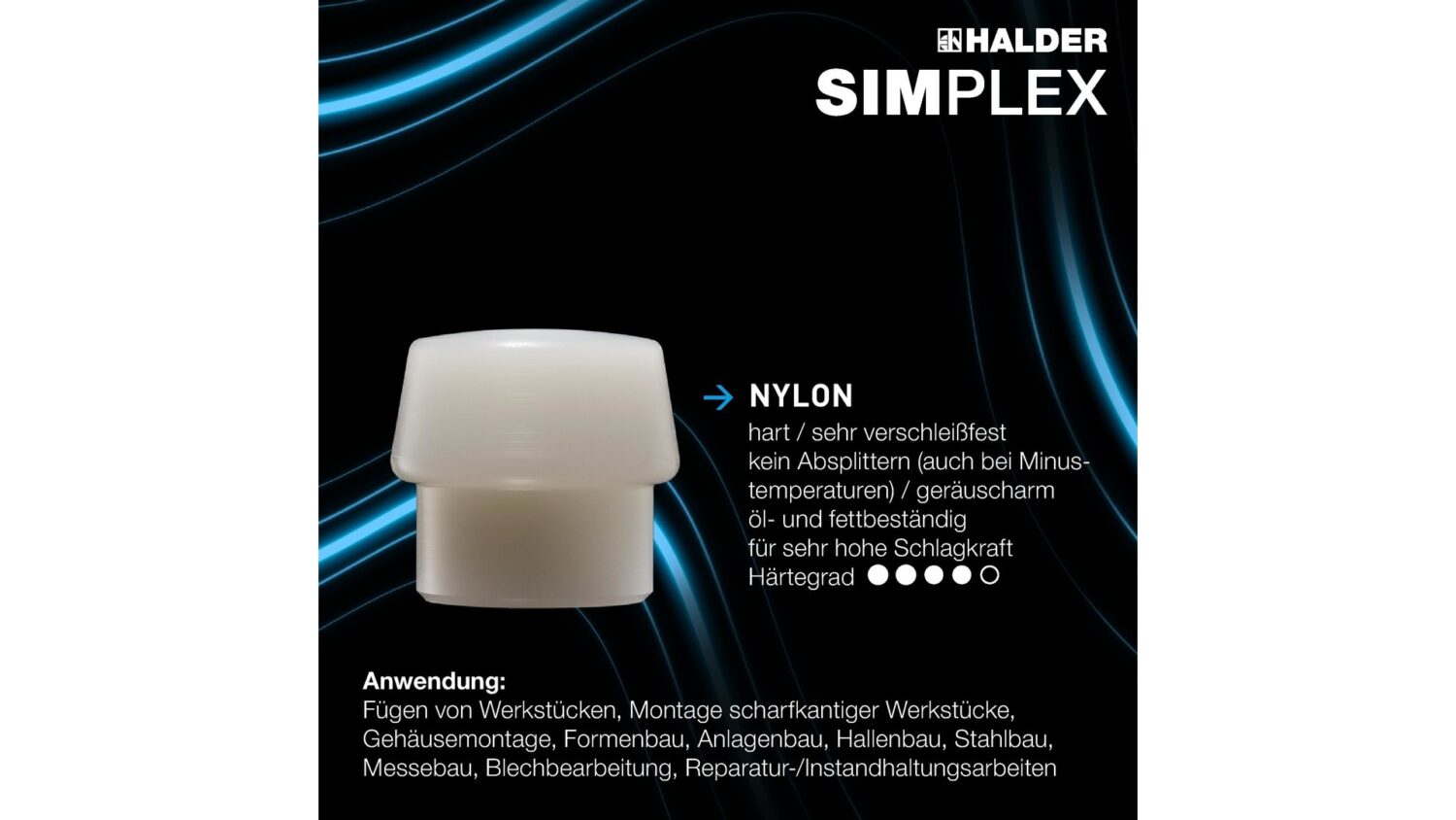 SIMPLEX-Schonhammer, TPE-mid / Nylon; mit verstärktem Tempergussgehäuse und Fiberglasstiel | D=50 mm | 3738.050 – Bild 7