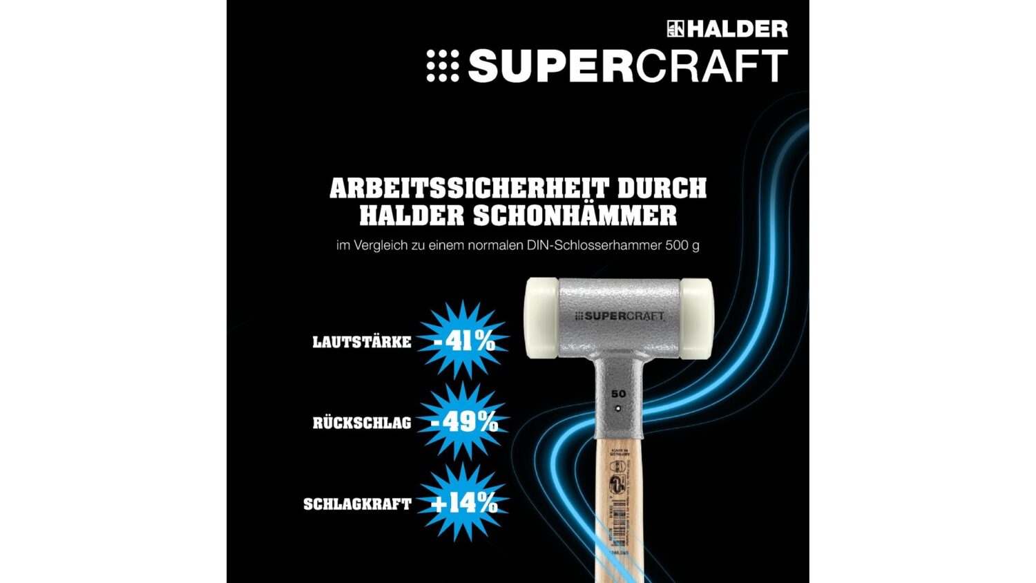 SUPERCRAFT-Schonhammer, mit bruchsicherem Stahlrohrstiel und ergonomisch geformtem, rutschsicherem Griff | D=35 mm | 3377.035 – Bild 5