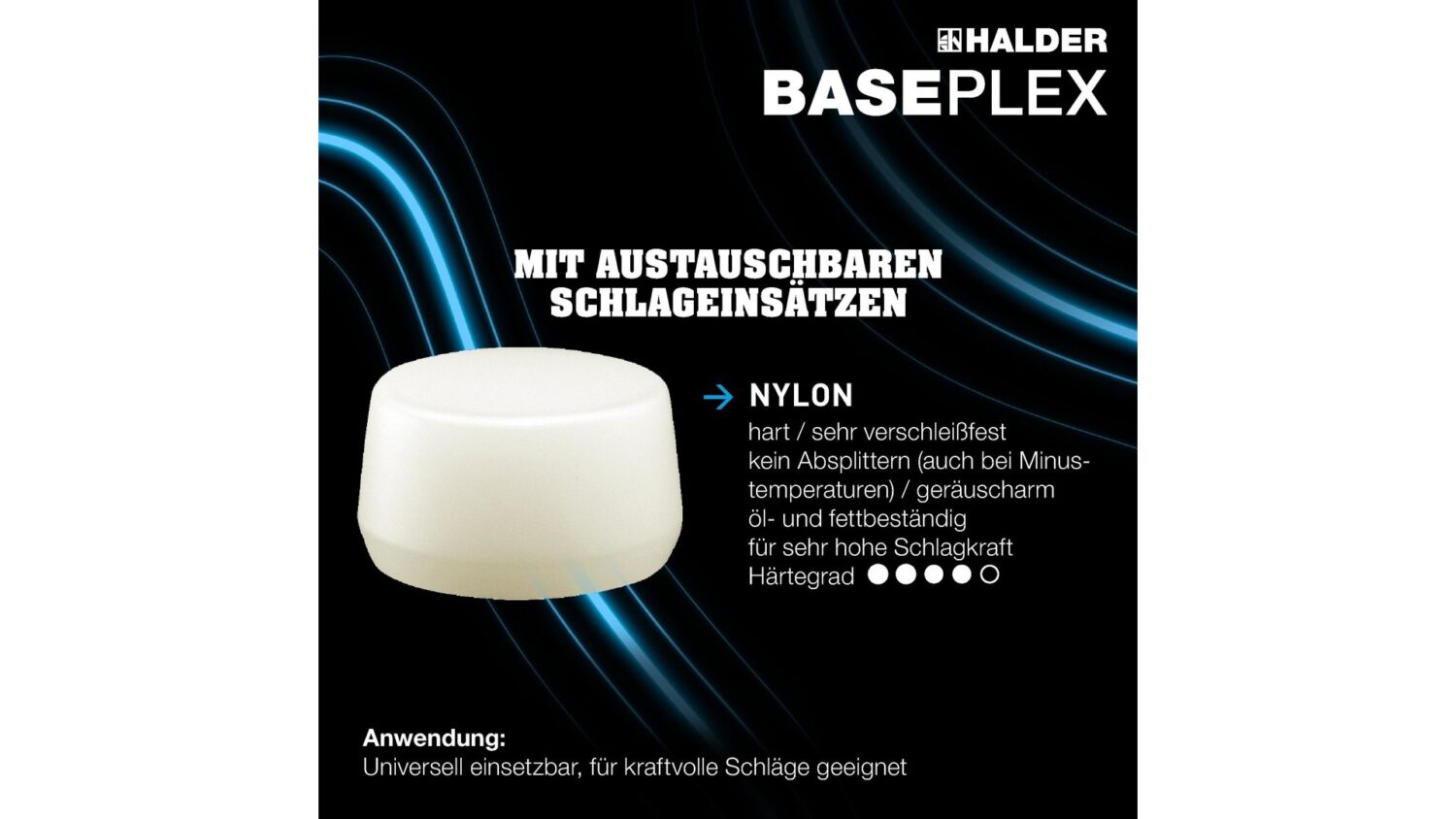 BASEPLEX-Schonhammer, Nylon / Celluloseacetat mit Zinkdruckguss-Gehäuse und Holzstiel | D=30 mm | 3968.030 – Bild 3