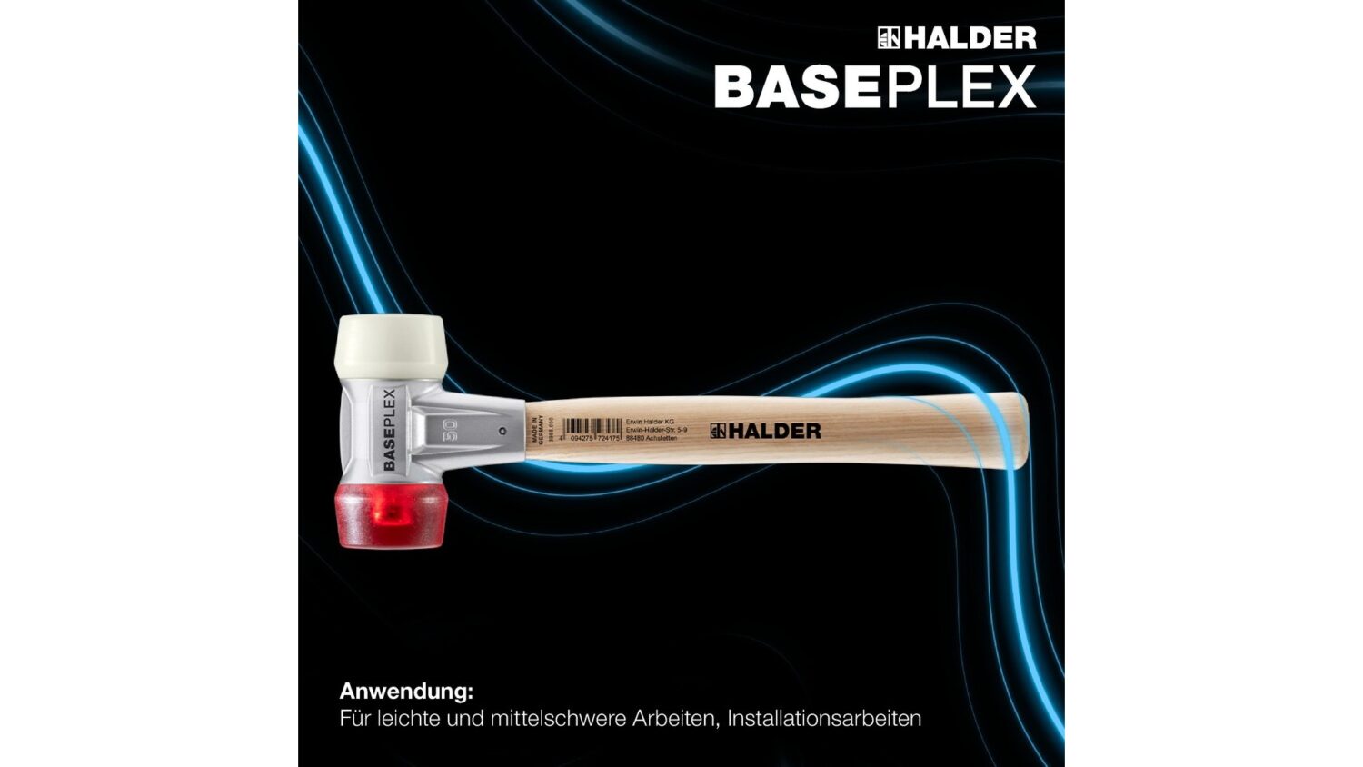 BASEPLEX-Schonhammer, Nylon / Celluloseacetat mit Zinkdruckguss-Gehäuse und Holzstiel | D=30 mm | 3968.030 – Bild 2