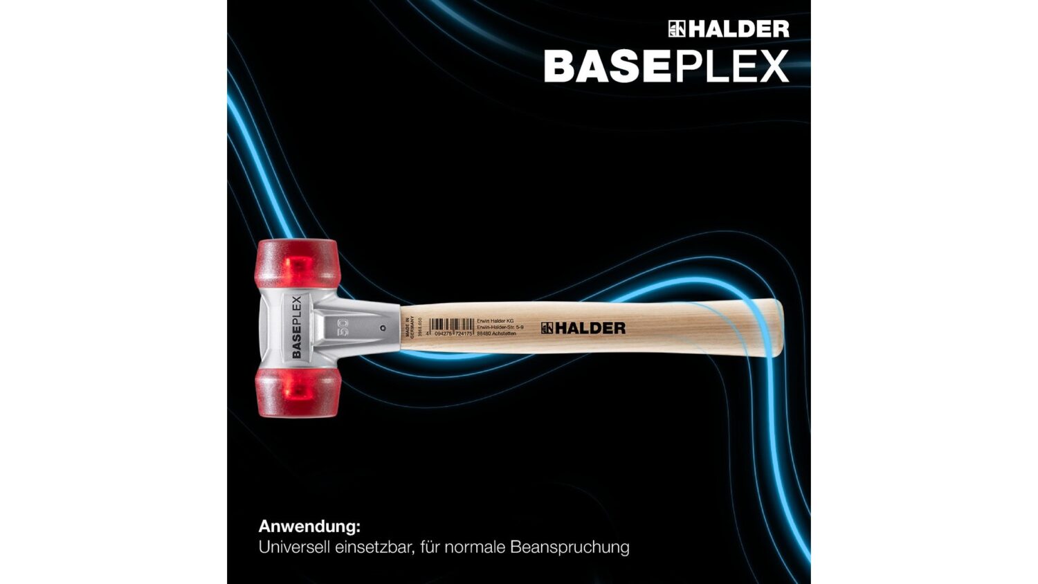 BASEPLEX-Schonhammer Celluloseacetat / Celluloseacetat mit Zinkdruckguss-Gehäuse und Holzstiel | D=40 mm | 3906.040 – Bild 2