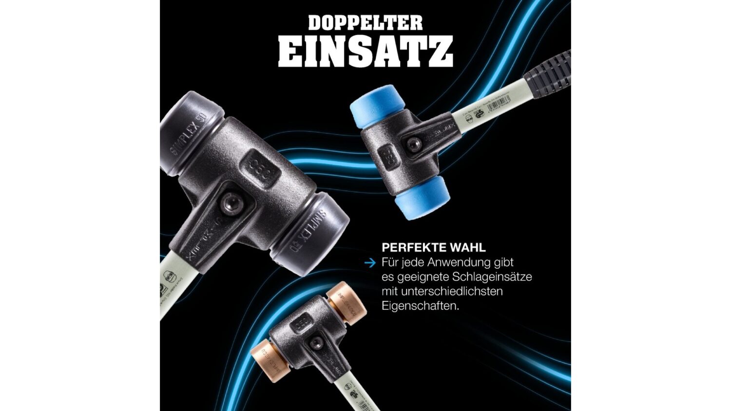 SIMPLEX-Schonhammer Weichmetall; mit verstärktem Tempergussgehäuse und Fiberglasstiel | D=50 mm | 3709.050 – Bild 6