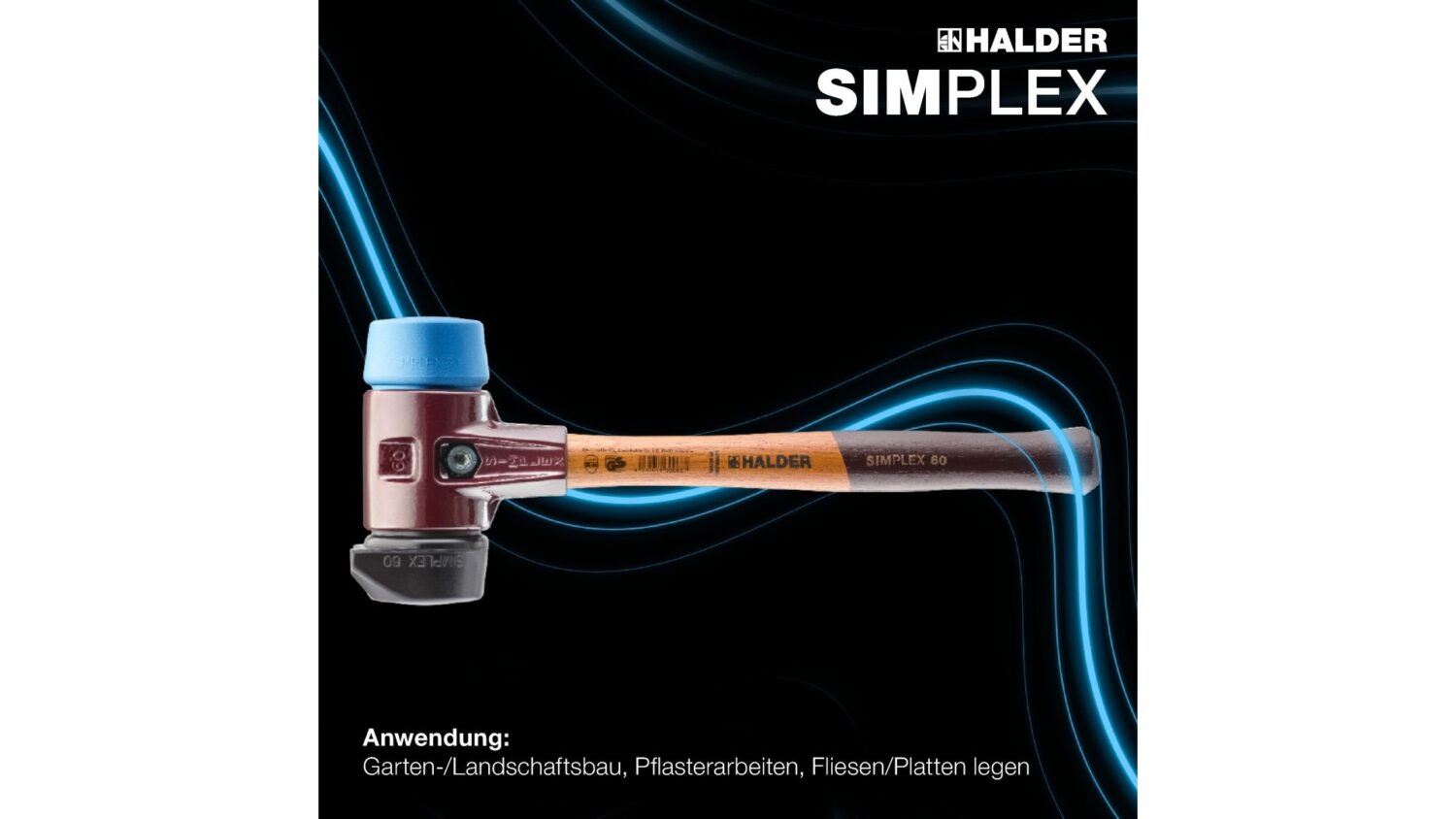 SIMPLEX-Schonhammer Gummikomposition, mit Standfuß / TPE-soft; mit Tempergussgehäuse und hochwertigem Holzstiel | D=80 mm | 3012.280 – Bild 5