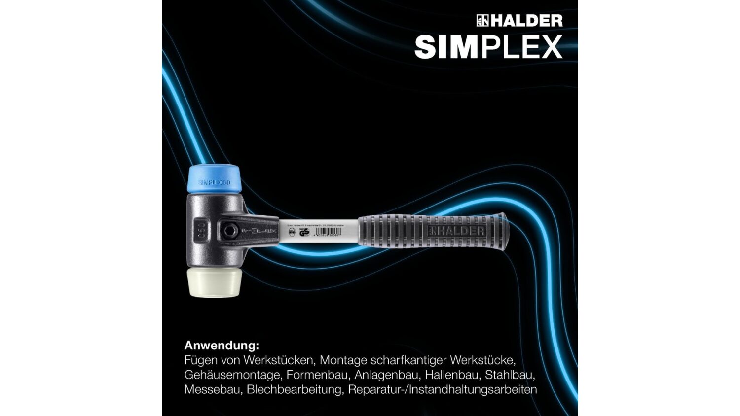 SIMPLEX-Schonhammer TPE-soft / Nylon; mit verstärktem Tempergussgehäuse und Fiberglasstiel | D=30 mm | 3718.030 – Bild 3