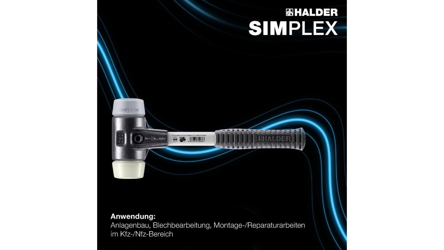 SIMPLEX-Schonhammer, TPE-mid / Nylon; mit verstärktem Tempergussgehäuse und Fiberglasstiel | D=50 mm | 3738.050 – Bild 2