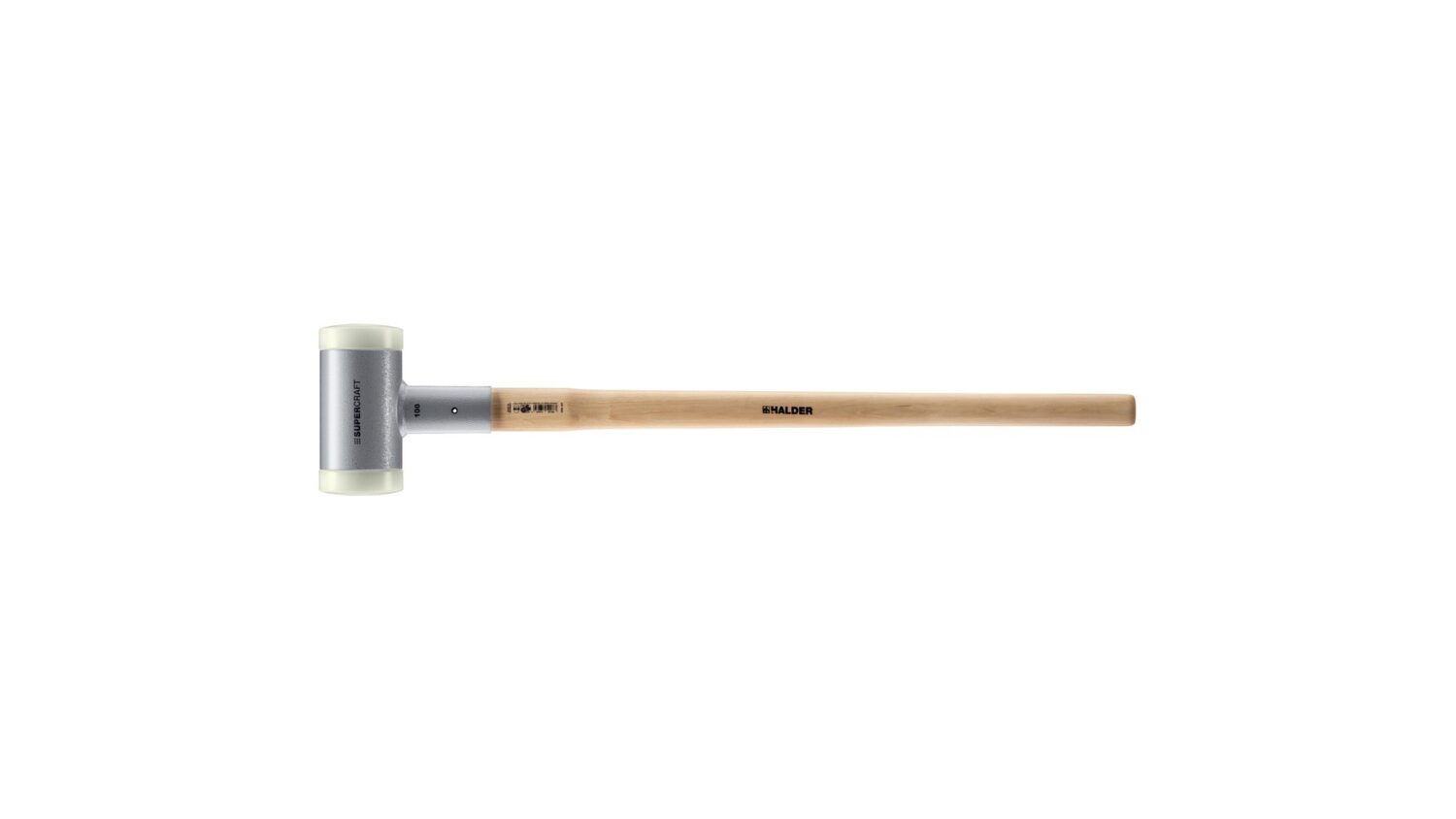 SUPERCRAFT-Vorschlaghammer mit schwingungsdämpfendem, ergonomisch geformtem und lackiertem Hickorystiel | D=100 mm / Gewicht=7050 g | 3366.107