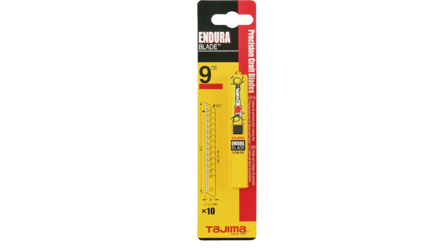 TAJIMA ENDURA CUTTERKLINGEN 9 mm Spender mit 10 Klingen SB-Karte
