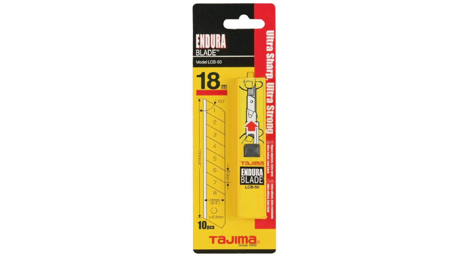 TAJIMA ENDURA CUTTERKLINGEN 18 mm Spender mit 10 Klingen SB-Karte