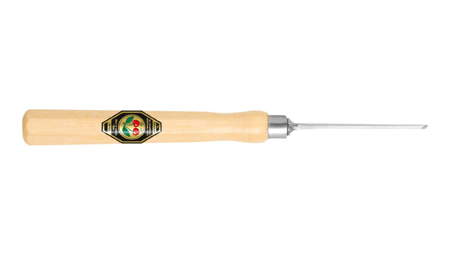 Kirschen 5302000 Zierschnitzeisen mit Weißbuchenheft, 1,5 mm Stich 1, schräg, Achtkantform