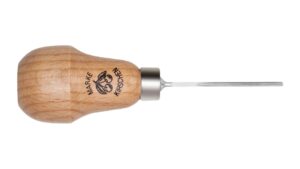 Kirschen 5739000 Zierschnitzeisen mit Rotbuchenheft, 1,5 mm Stich 39, gerade, Birnenform