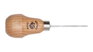 Kirschen 5740000 Zierschnitzeisen mit Rotbuchenheft, 1,5 mm Stich 39, gebogen , Birnenform